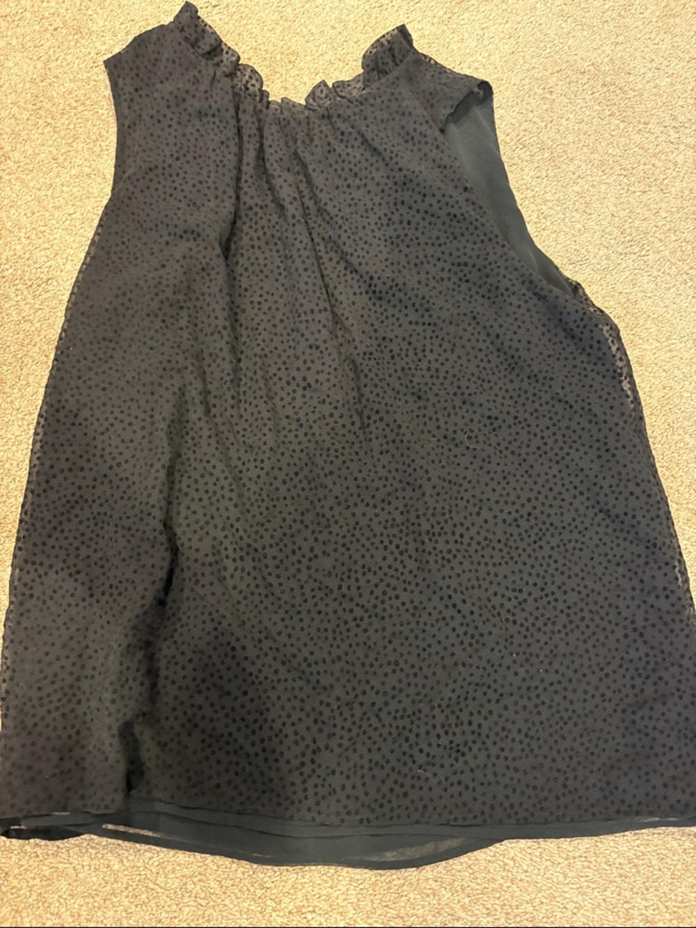 LOFT Black polka dot Ruffle Detail Blouse